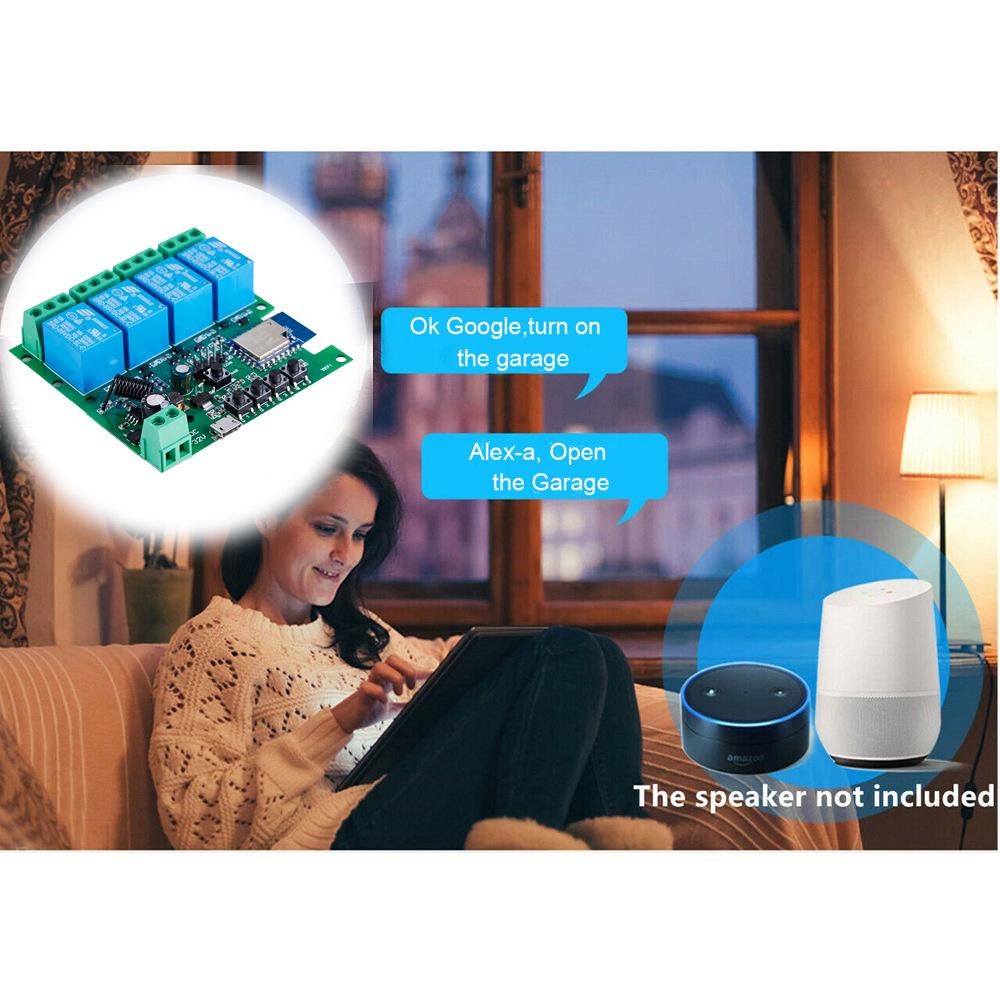 Zigbee 3.0 Tuya Умный 4-канальный WiFi релейный переключатель с 433 МГц и голосовым управлением, 220 В
