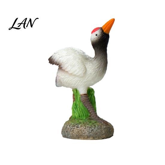 Outdoor Rockery Landscaping Decor Resin Red-Crowned Bird Figurines, Realistic Statues with Rock Base, Mini Landscape Animal Ornaments for Tea
