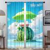 Watermelon Flavor of Summer Shades Anti-mosquito Curtains for Living Room Home Interior Curtains 2 Pieces Partition Curtain