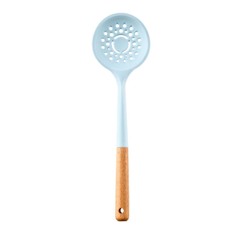 Силиконовая кухонная утварь Лопатка с антипригарным покрытием Посуда с деревянной ручкой и ящиком для хранения Половник Венчики для взбивания яиц Лопатка для супа