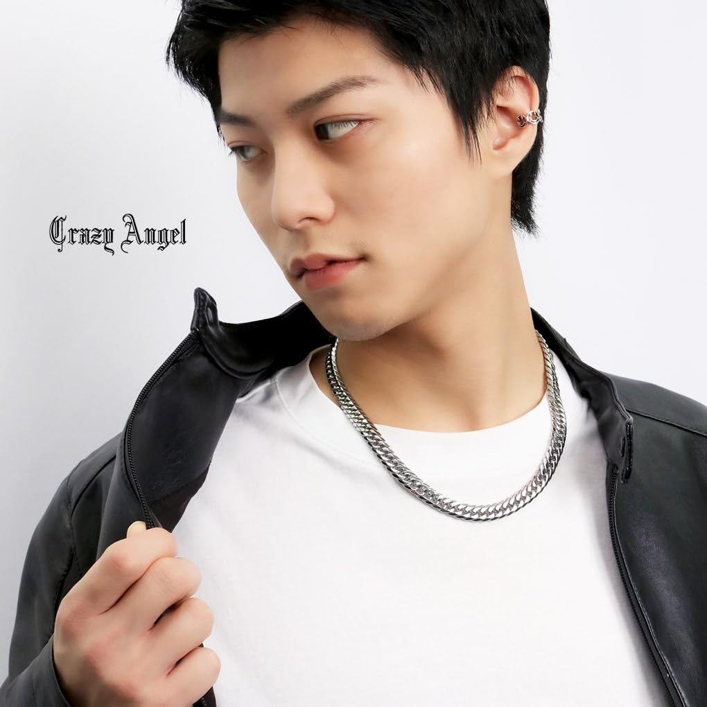 [Синдзюку Гин но Кура] Мужская панцирная цепь Crazy Angel, Двусторонняя панцирная цепь с 6 гранями, Ширина 10 мм, 50 см, Хирургическая нержавеющая сталь