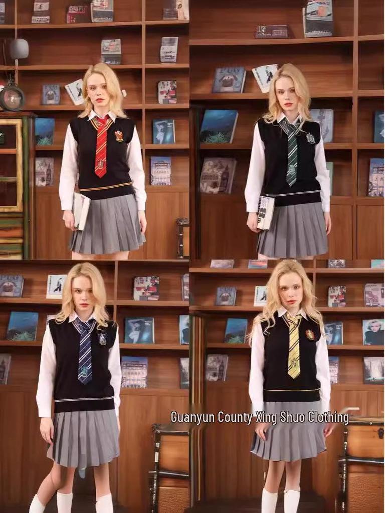 Унисекс Кофта без рукавов с V-образным вырезом Косплей Свитер Академии Магии Гарри Поттера