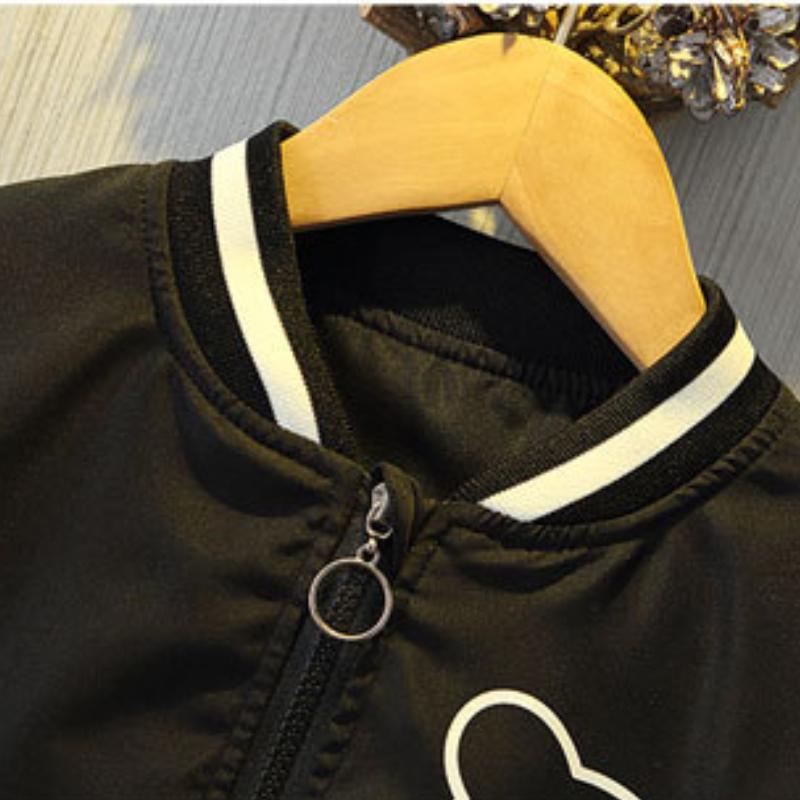 Весенне-осенняя куртка для мальчиков и девочек, бейсбольная форма с мультяшным медведем и буквенным принтом для детей 4–12 лет, детская спортивная верхняя одежда