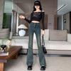 Light Blue High-waisted Slightly Flared Jeans for Women's New Style of Spring and Autumn High-slim and Fluffed Bell-bottom Pants
