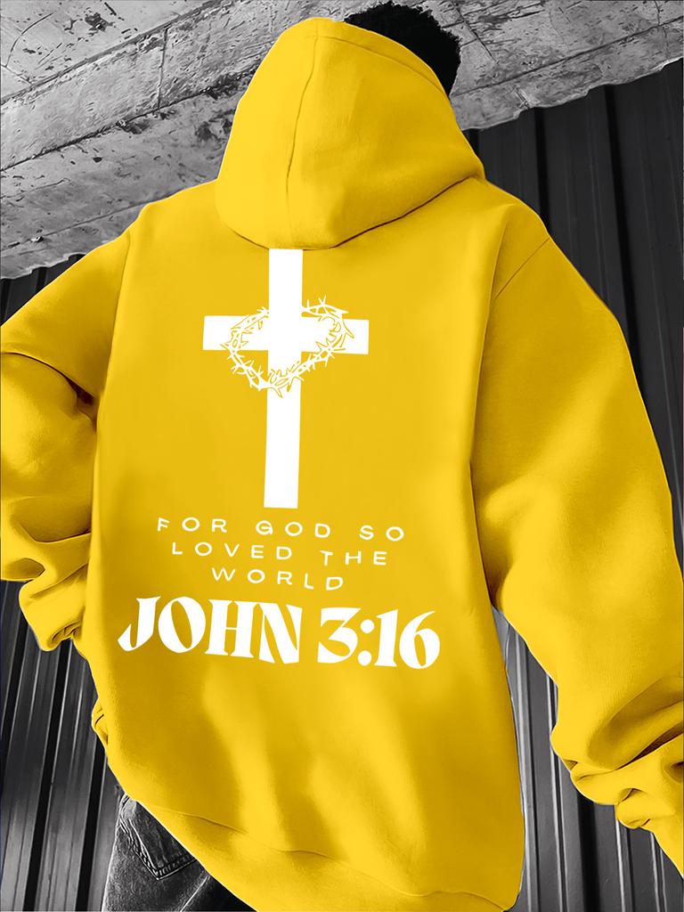 Men's Casual Winter-spring Minimalist Cross-element World-themed Hip-hop Punk Street Print Hooded Sweatshirt