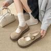 Retro Soft-soled Doudou Shoes for Women's 2025 Spring New Shallow Mouth Versatile Flat Bottom with Skirt Mary Jane Single Shoes