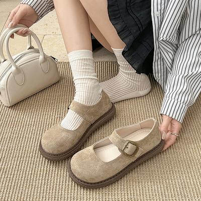 Ретро туфли Doudou на мягкой подошве для женской коллекции весна 2025, новые, с мелким вырезом, универсальные, на плоской подошве, туфли Мэри Джейн на один ремешок, под юбку