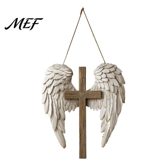 Wooden Windmill Wall Decor 2D Angel Wings Hanging Plaque, Religious Faith Art Creative Holiday Plaque Sign, Rustic Christian Home Decor, Spiritual