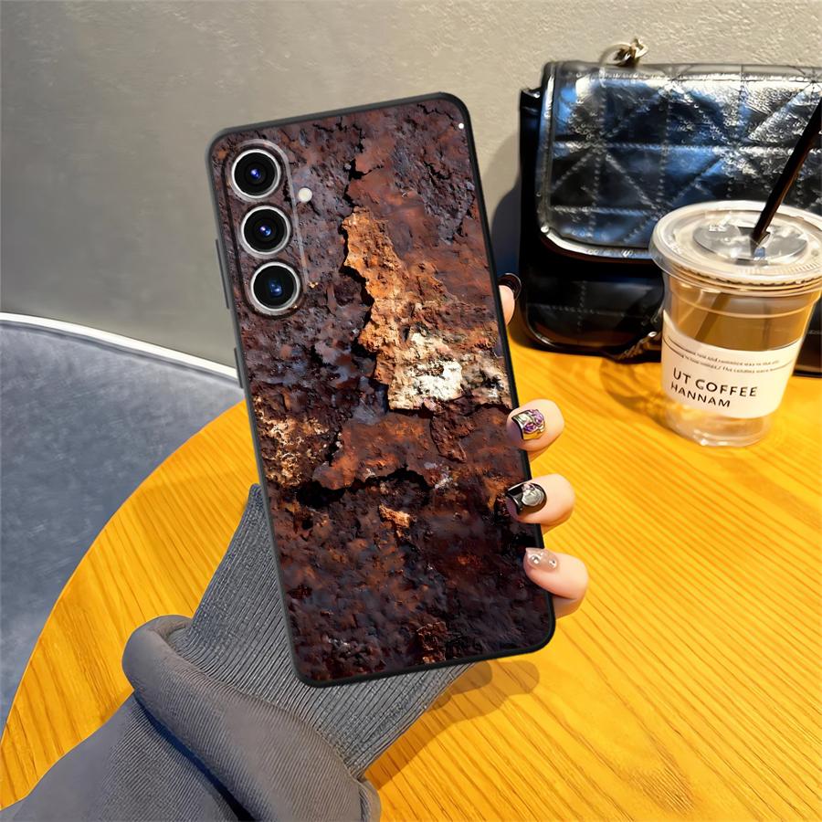 Мягкий чехол-бампер с ретро-дизайном под ржавчину для Samsung Galaxy A12 A13 A54 A71 A16 A21s A51 A52 A14 A15 A72 A73 A24 A31 A22 A23