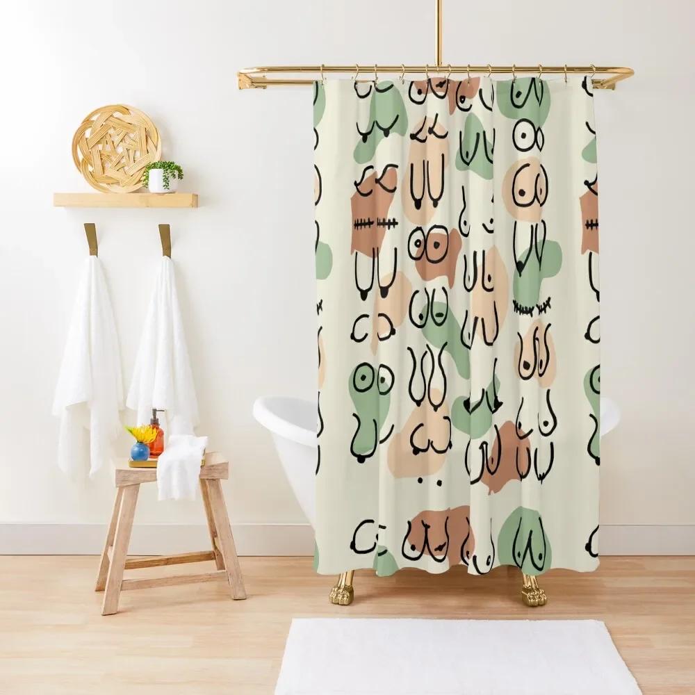 Sexy Boobs Shower Curtain Boob Feminine Feminist Seamless Breast Pattern Bathroom Curtains Polyester Bathroom Screen with Hooks