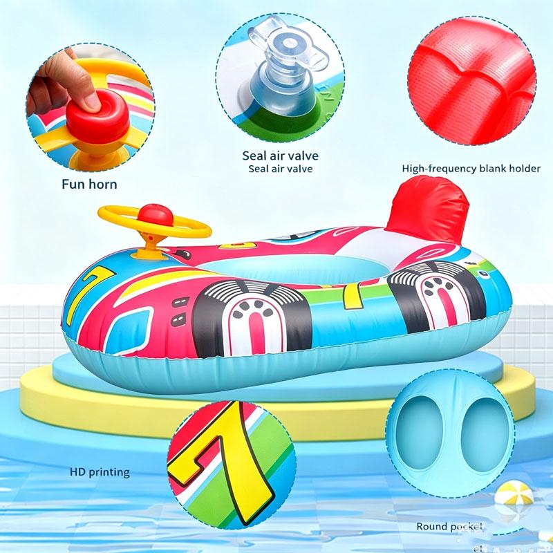 Steering‑Wheel Inflatable Pool Float, PVC Kids Floating Seat Swim Ring