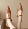 Новые женские туфли Temperament с острым носком, тонкие туфли для женщин, модные металлические декоративные тонкие каблуки, женская обувь