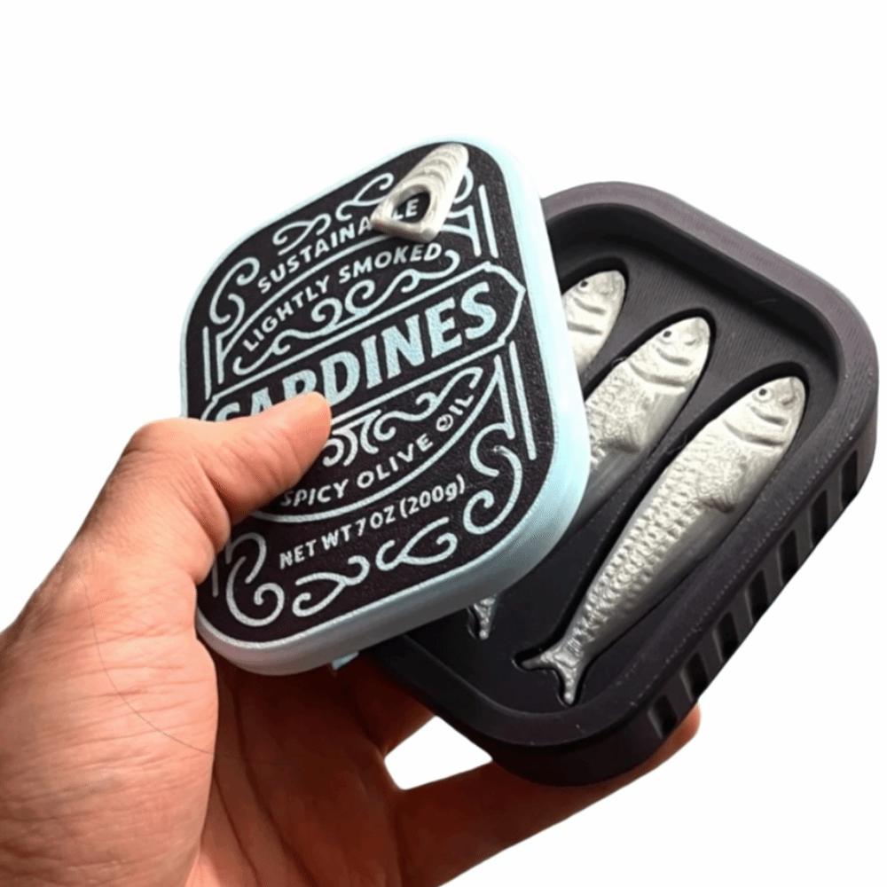 Cute Design Sardine Clicker Press Sound Device Sardine Tin Decompression Toy Bag Accessory