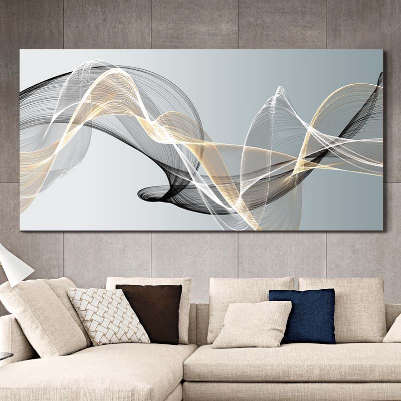 Черное золото линии стены искусства холст картины плакаты абстрактные ленты картины для гостиной современный принт скандинавский офисный декор безрамный