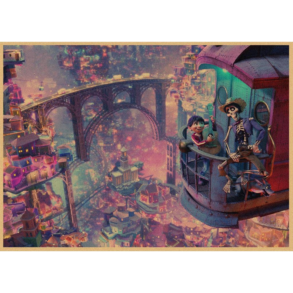 Ретро Аниме Постер из Крафт-бумаги Coco - Декоративное Настенное Искусство Фреска