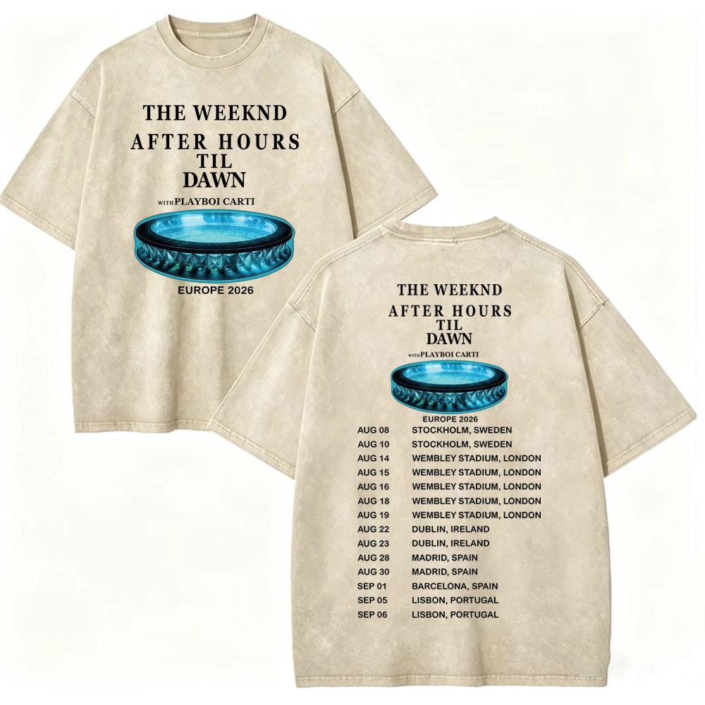 Vintage Washed Rapper The Weeknd Merch Tshirt After Hours Til Dawn Tour 2026 T Shirt Men Women Fashion Casual Cotton Tshirts