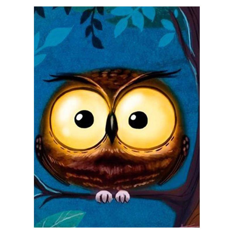5D Diy алмазная живопись Сова, набор для вышивки крестом, полная дрель, круглая вышивка, мозаика, мультяшная художественная картина, декор из стразов, подарок