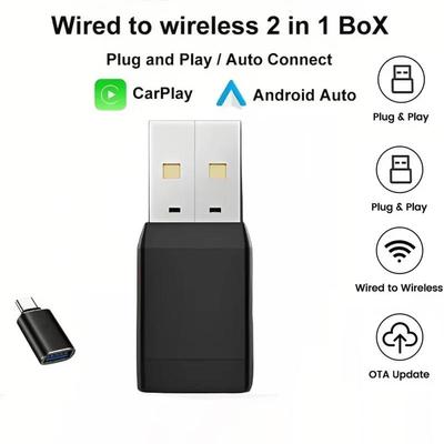 2026 2-в-1 Беспроводной адаптер Carplay Android Auto Smart Dongle 5G WIFI Для iPhone Android Телефона Для Volvo Benz Mg Kia Chery VW
