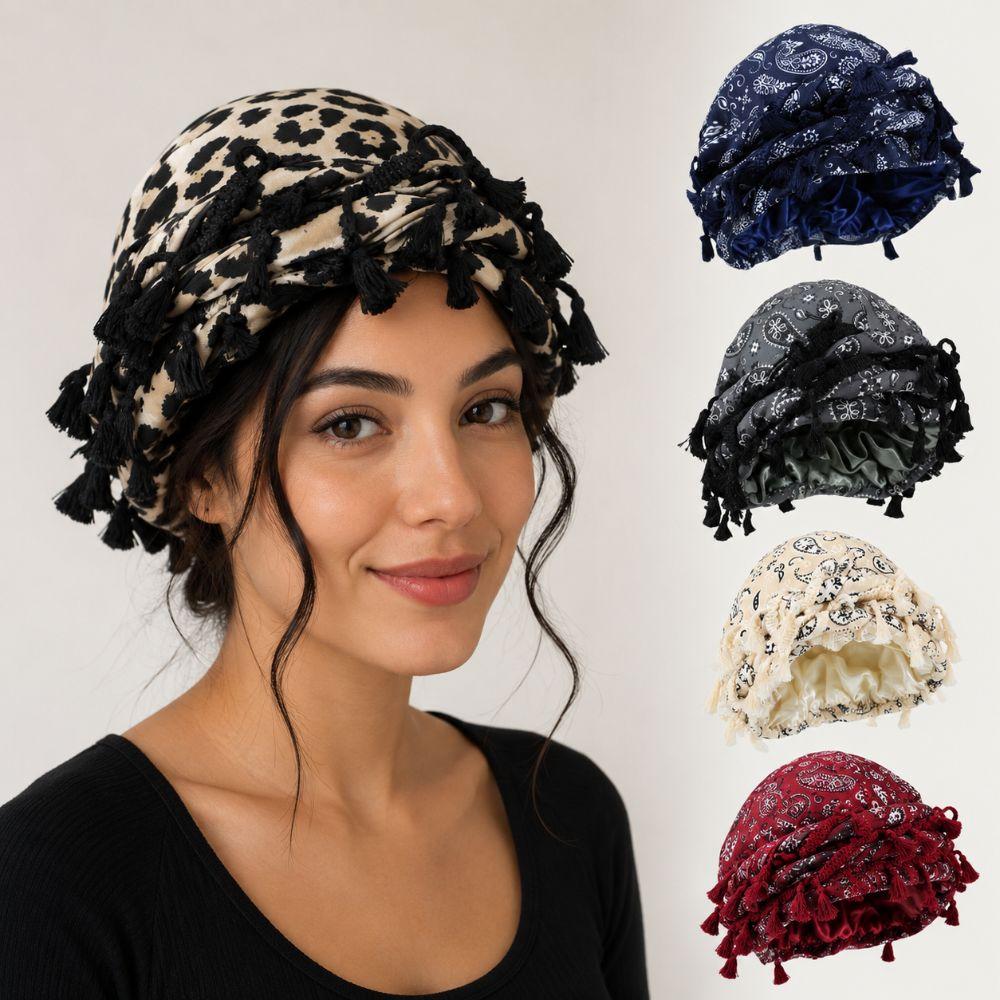 Tassel Twist Head Wraps Cashew Print Durag For Men Unisex Hair Wrap Scarf  Fashion Accessory