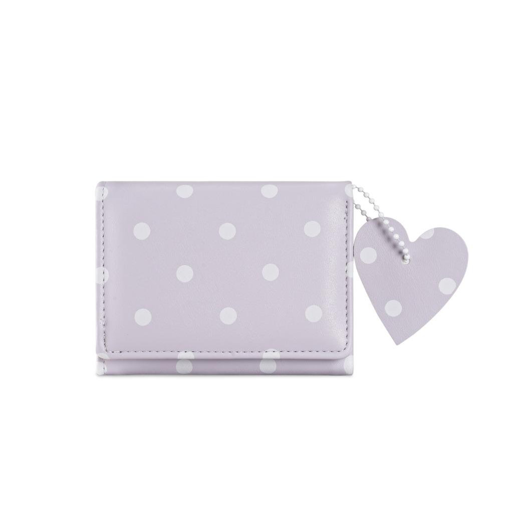Women'S Bifold Wallet Sweet Card Holder Purse Key Hanging Pouch Pu Material Polka Dot Wallet For Everyday Use Outfit Matching
