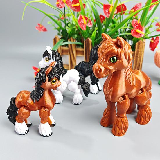 3D-печатная лошадь-украшение, милая шарнирная фигурка лошади, гибкая игрушка-непоседа в виде животного для интерактивной игры, снятия стресса и демонстрации