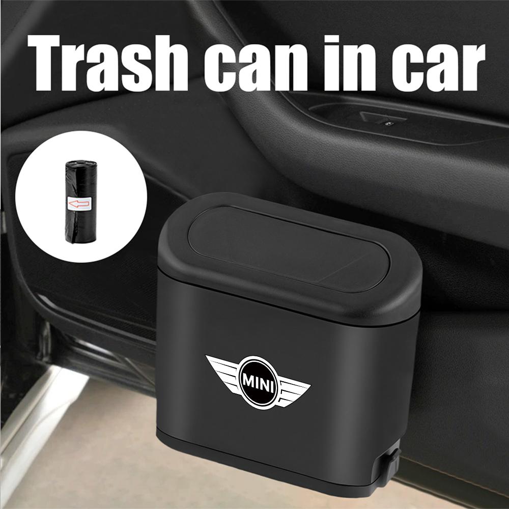 Car Emblem Interior Hanging Trash Can Ash-bin Storage Box Organizer For MINI Cooper S JCW WORKS R55 R56 F55 F56 R57 R58 R59 R60 H55