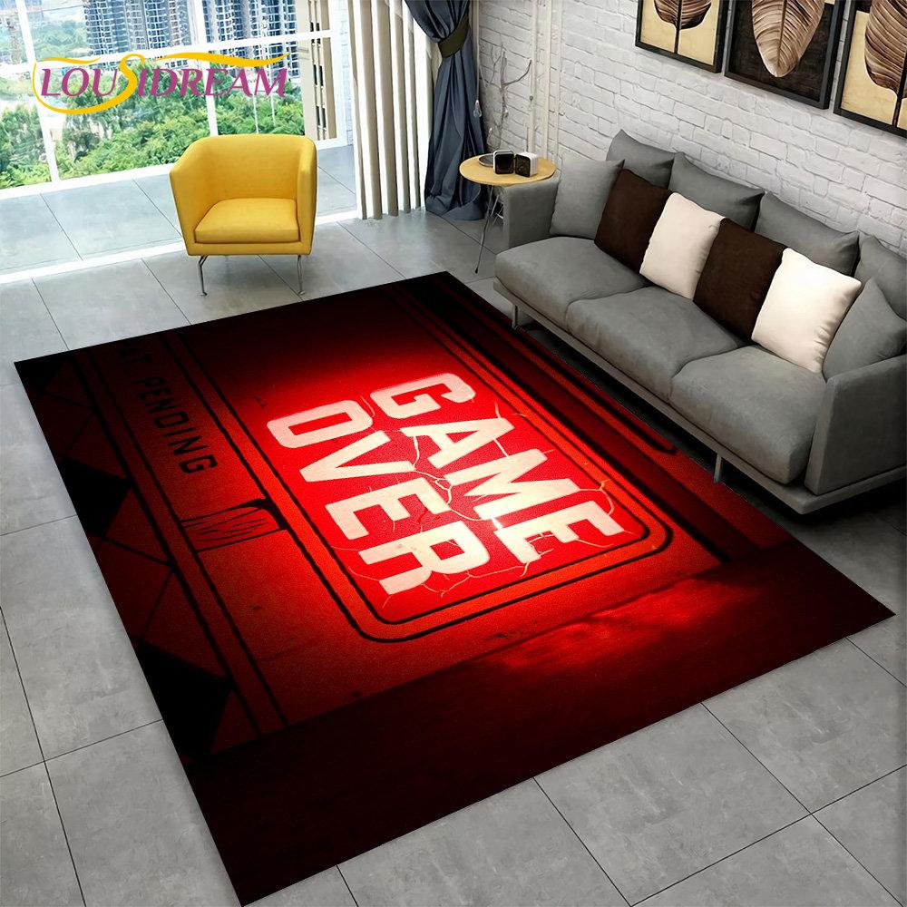 3D мультяшный геймерский ковер Game Over, ковер для гостиной, спальни, дивана, игровой комнаты, коврик для декора, детские игры, нескользящий напольный коврик