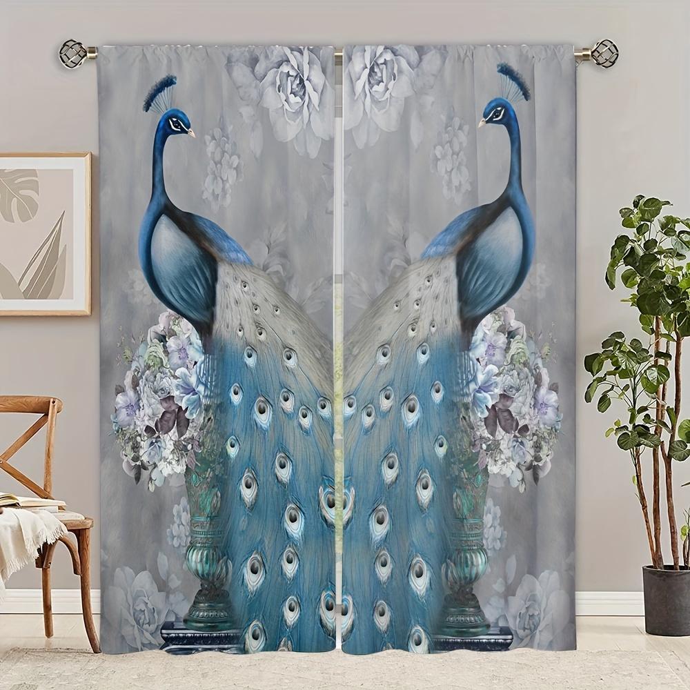 Винтажный золотой павлин, животное, цветок, шторы, жалюзи, жалюзи для гостиной, детской спальни, ванной комнаты, кухни, двери, домашний декор, 2 шт.