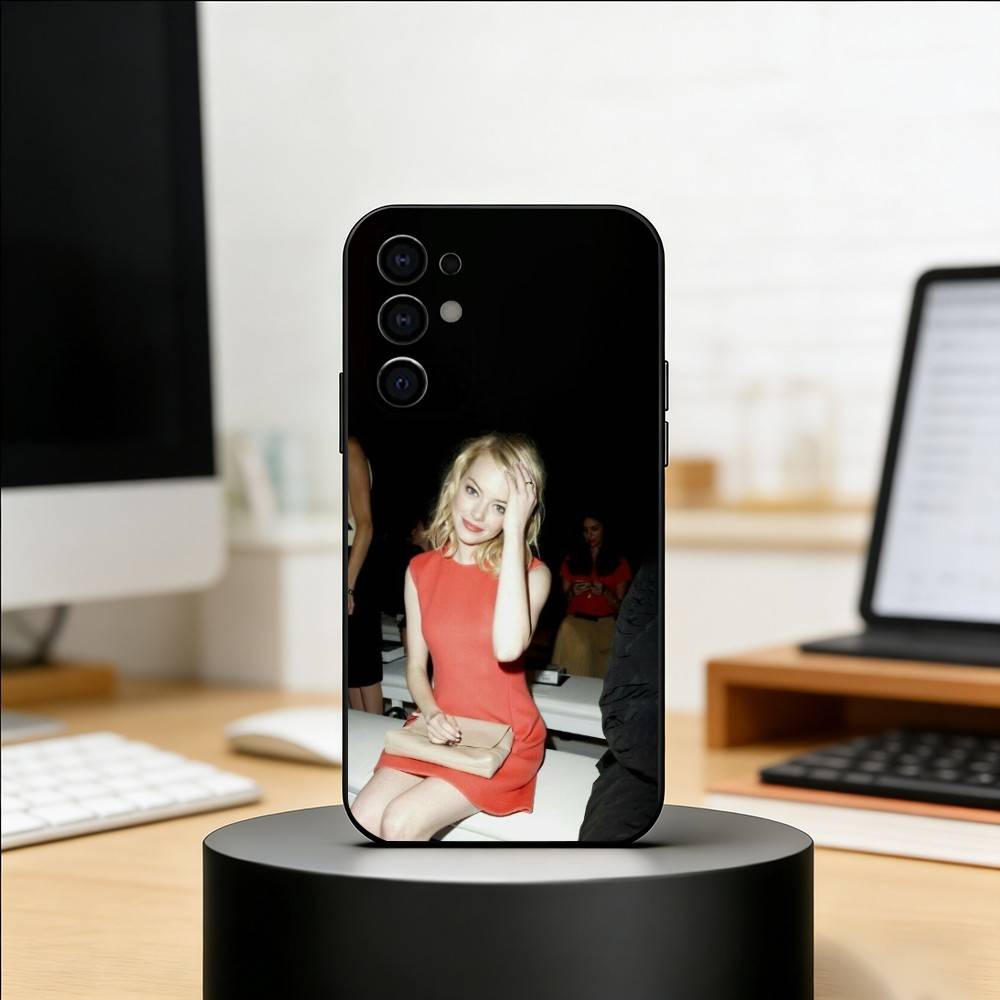 Чехол для телефона с Эммой Стоун для Samsung S25, S24, S21, S22, S23, S30, Ultra, S20, Plus, Fe, Мягкий силиконовый черный чехол
