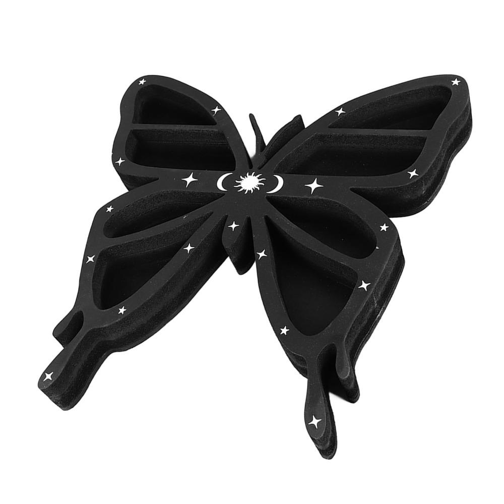 5pcs Wall Mounted Butterfly Crystal Shelf Plywood Wooden Crystal Shelf Living Room Decor