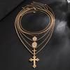 SHIXIN 6 Pcs/Set Hip Hop Jesus Cross Pendant Necklace for Men Punk Gothic Multilayer Stackable Choker Collar Chain Male Jewelry