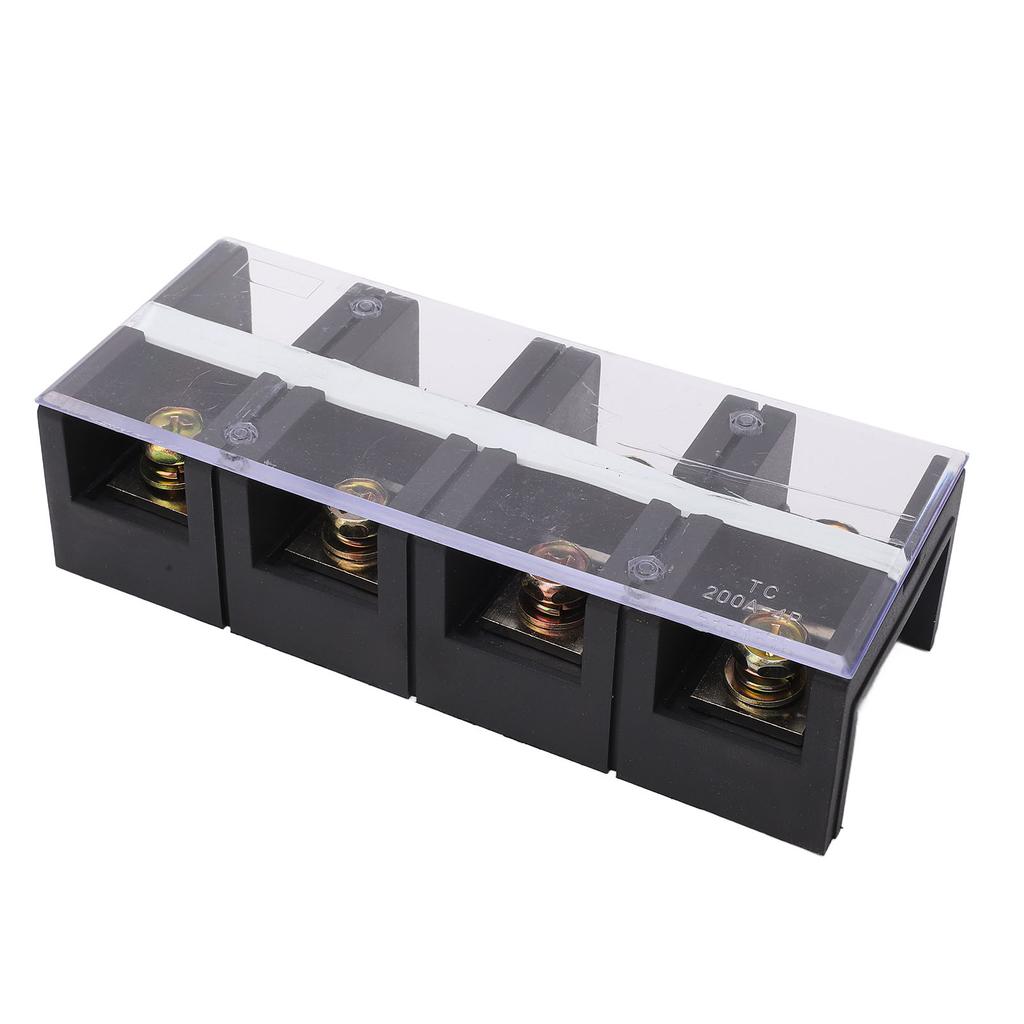 Cable Terminal Strip Dual Rows Fixed High Current Screw Mount Wire Barrier Block with Cover 200A