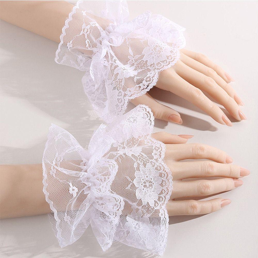 Comfortable Fake Sleeves Cuffs Lace Ruffled Wrist Lace Cuff Fashion Wrist Cuff  Wedding