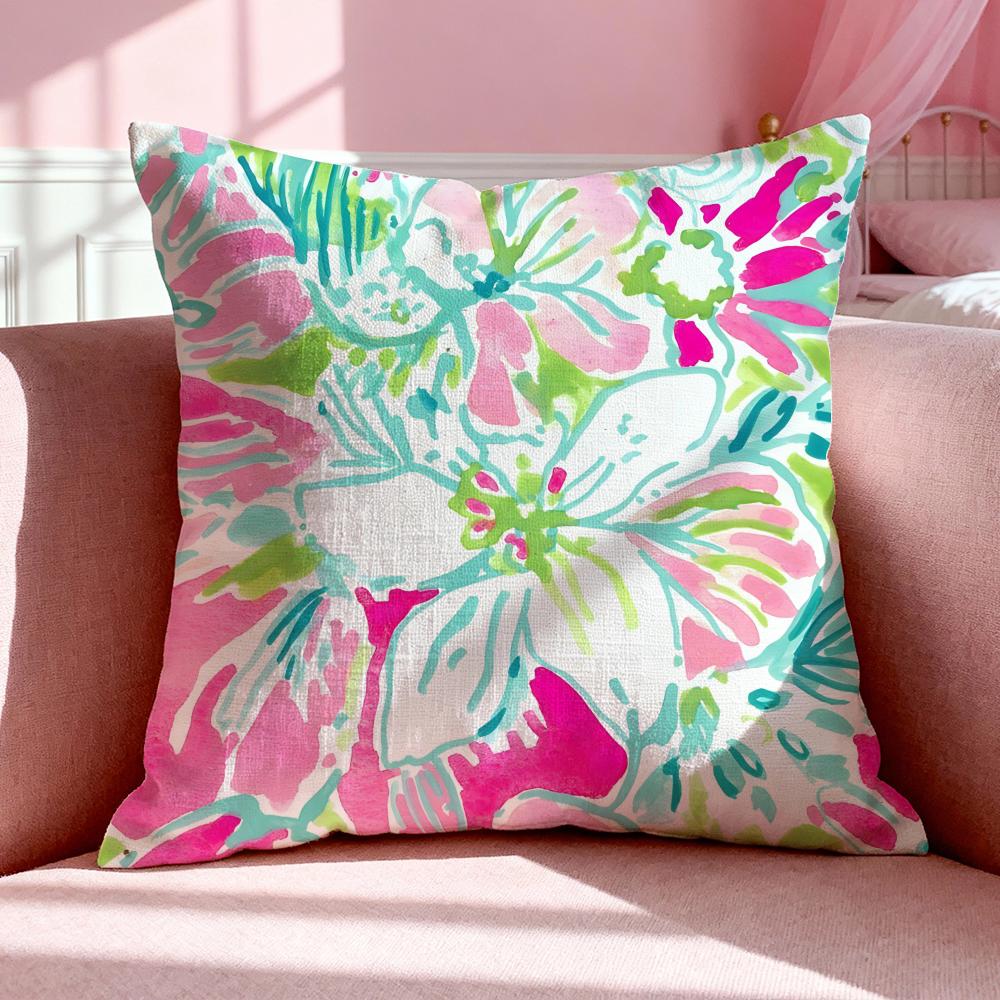 Модная наволочка L-Lilly Pulitzer, дышащая, из льна, для подушки, летняя, без запаха, экологичная, с потайной молнией, моющаяся