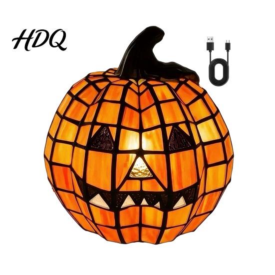 Ночник Jack-O-Lantern 1/2 шт. Хэллоуинский светильник-тыкву с бантом Стеклянный настольный светильник Центральные элементы стола Жуткое украшение для дома и офиса Осень
