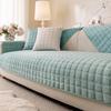 Velvet Plush Plaid Quilted Sofa Cover Super Soft Non Slip Sectional Couch Cover Fluffy Fuzzy Slipcover Furniture Protector