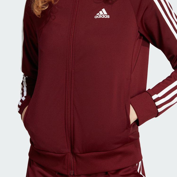 adidas Спортивная куртка Primegreen Essentials, цветные блоки, ретро-стойка, спортивная повседневная куртка, женская куртка темно-красного цвета IM2827
