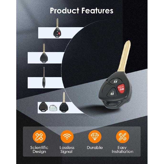 OCPTY 1 X Flip Key Entry Remote Control Key Fob Transmitter Replacement for 05-13 for Scion for Toyota tC Yaris 1.5L 2.4L 3 Buttons,2006 for Scion tC