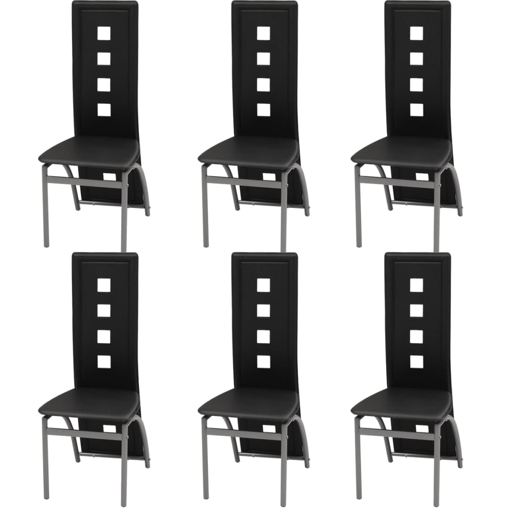 Dining Room Chairs 6 pcs Faux Leather Black