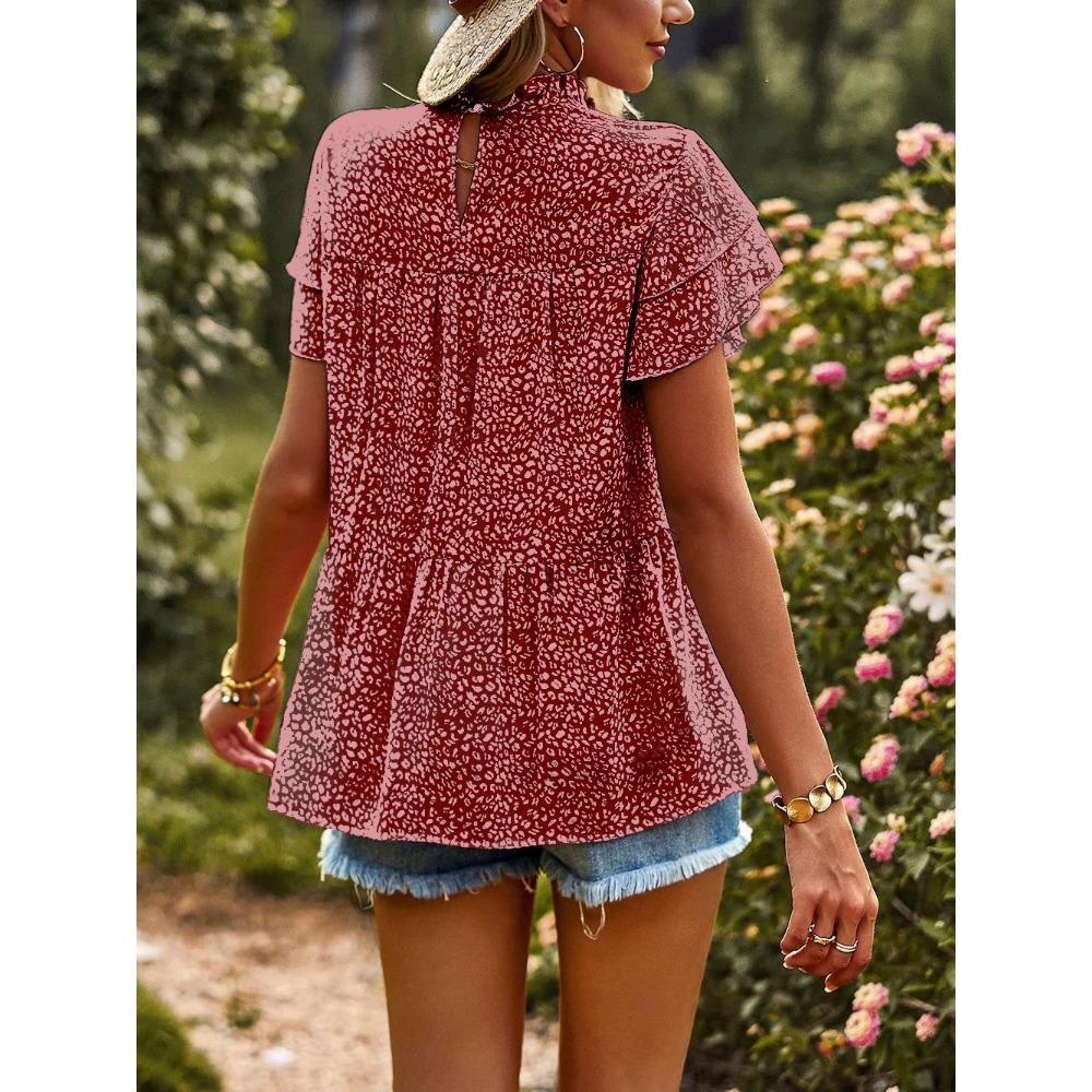 GMXIA Весна-лето в горошек с коротким рукавом шифоновая рубашка-основа для женщин