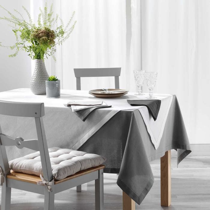 Nappe rectangle 140x240cm Charlines blanc