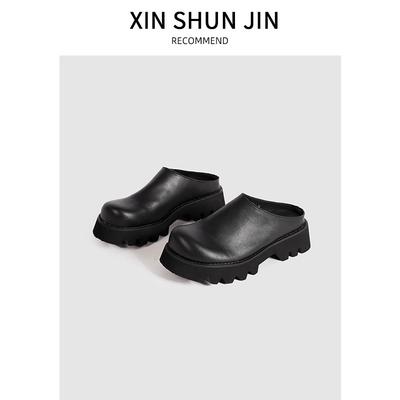 Женские ретро кожаные туфли на толстой подошве с большим носком, мужские и женские, с закрытым носком