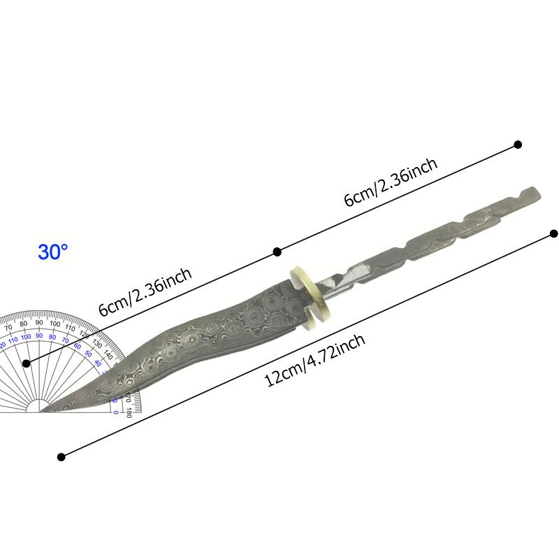 1PCS Semi-manufactures Rosette Damascus Steel Pu 'er Tea Knife Billets DIY Fixed Blade Knife Needles Supplies