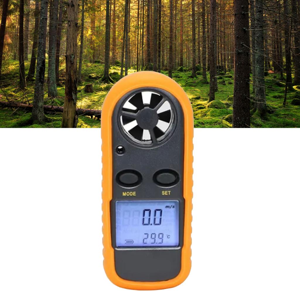 Pocket Digital Anemometer LCD Display Wind Speed Temperature Test Meter with Button Battery