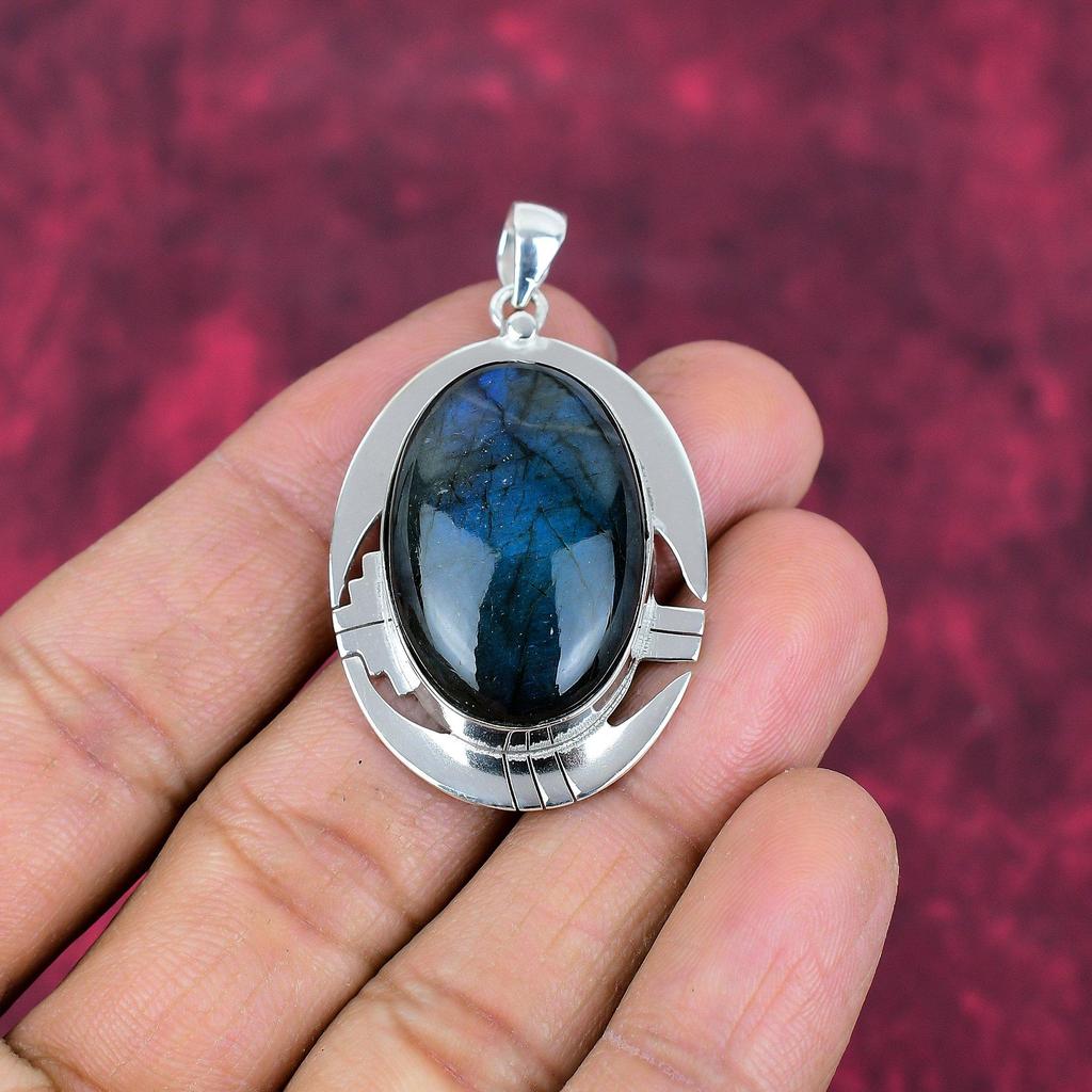 Подвеска из лабрадорита, ручная работа, драгоценный камень, серебряный кулон 925 пробы, антикварная бижутерия, для подарка, серебряные украшения
