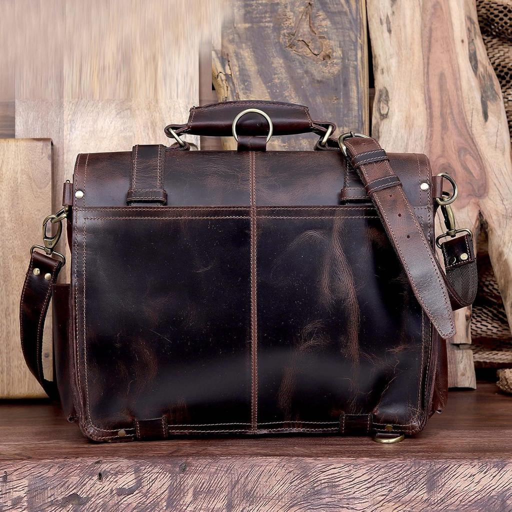 Leather Briefcase Laptop Messenger Bags for Men and Women Best Office College Briefcase Shoulder Bag