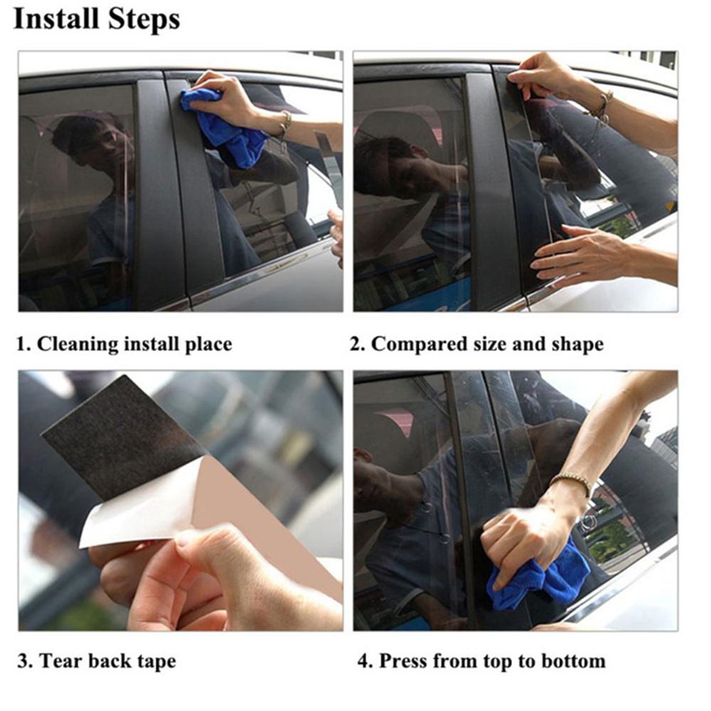 4pcs Gloss Black Car Door Trim B Pillar Posts Cover PC For Ford F-150 2015-2021