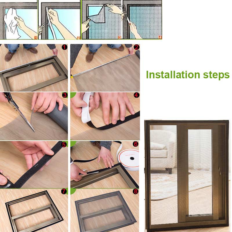 DIY Insect Window Screen Flyscreen Curtain Mosquito Bug Mesh Screen household Self-Adhesive screen mesh Insect Net Bedroom