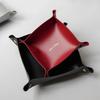 Foldable PU Leather Storage Box Desktop Cosmetic Jewelry Storage Tray Home Office Keys Coins Storage Organizer