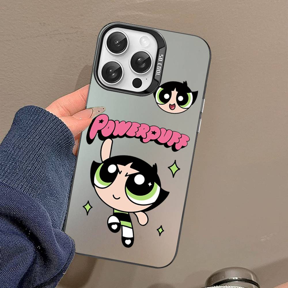 Cartoon Powerpuffs Girls Phone Case For IPhone 16 15 14 13 12 11 Pro Max X XR XSMAX 8 7 Plus Matte Shockproof Back Cover